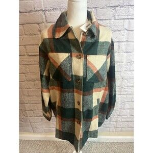 Vigoss Women’s NWT Plaid Cozy Casual Oversized Grunge Shacket Shirt Size Small